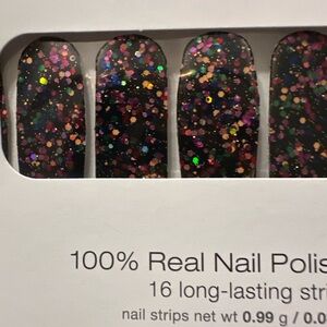 Color Street Fiesta & Siesta- Black with Multicolor Glitter Press-On Nails
